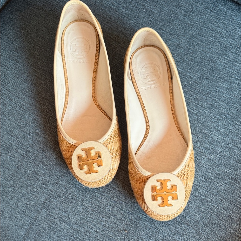 Tory Burch Beige Woven Loafers